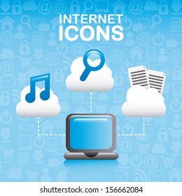 internet icons over blue background vector illustration