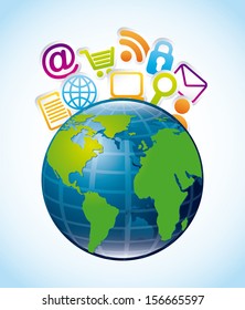 internet icons over blue background vector illustration