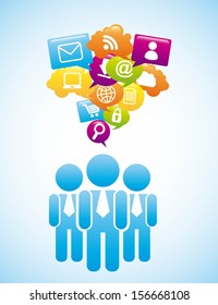 internet icons over  blue background vector illustration 