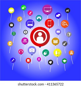 internet icons over blue background vector illustration