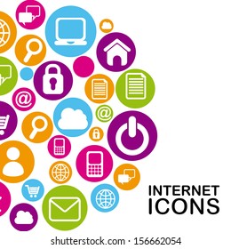 internet icons over white background vector illustration