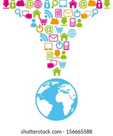 internet icons over white background vector illustration