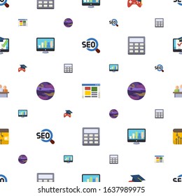 internet icons pattern seamless. Included editable flat SEO, front end, Open Source, SEO monitoring, planet, Calculator, developers team icons. internet icons for web and mobile.