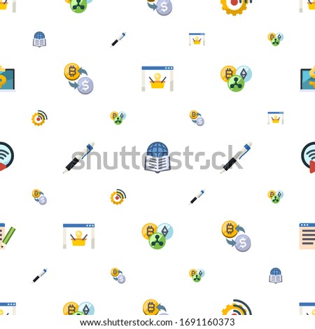 internet icons pattern seamless. Included editable flat ecommerce solutions, Affiliate Marketing, Streaming software, crypto-exchange icons. internet icons for web and mobile.