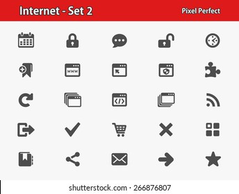 Internet Icons. Professional, pixel perfect icons optimized for both large and small resolutions. EPS 8 format.