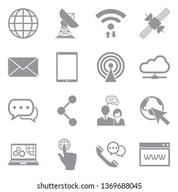 Internet Icons. Set 2. Gray Flat Design. Vector Illustration.