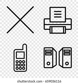 Internet icons set. set of 4 internet outline icons such as phone, cancel, printer