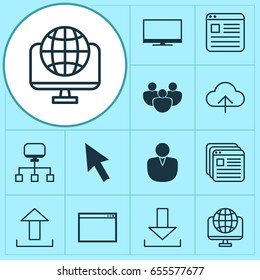 Internet Icons Set. Collection Of Account, Local Connection, Computer Network And Other Elements. Also Includes Symbols Such As Web, User, Screen.