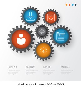 Internet Icons Set. Collection Of Account, Login, Save Data And Other Elements. Also Includes Symbols Such As Download, Login, Profile.