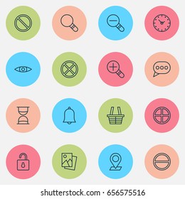 Internet Icons Set. Collection Of Alert, Landscape Photo, Unlock Elements. Also Includes Symbols Such As Obstacle, Basket, Refuse.