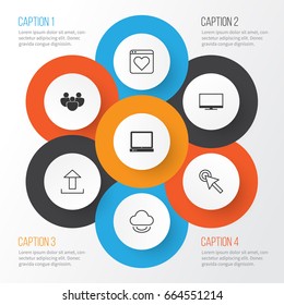 Internet Icons Set. Collection Of Display, Cursor Tap, Followed Website And Other Elements. Also Includes Symbols Such As Desktop, Computer, Tap.