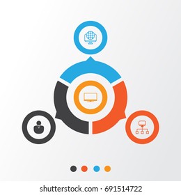 Internet Icons Set. Collection Of Display, Account, Local Connection And Other Elements. Also Includes Symbols Such As Www, Screen, Connection.