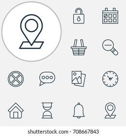 Internet Icons Set. Collection Of Estate, Message Bubble, Hourglass And Other Elements. Also Includes Symbols Such As Rustication, Open, Alarm.