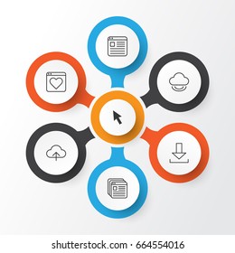 Internet Icons Set. Collection Of Followed Website, Virtual Storage, Website Page And Other Elements. Also Includes Symbols Such As Browser, Website, Synchronize.