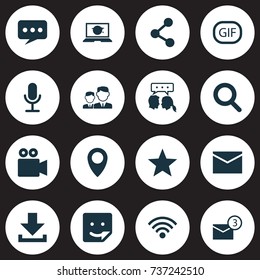 Internet Icons Set. Collection Of Gif Sticker, Pin, Letter And Other Elements. Also Includes Symbols Such As Star, Partnership, Lover.