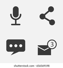 Internet Icons Set. Collection Of Inbox, Message, Video Chat And Other Elements. Also Includes Symbols Such As Network, Mail, Microphone.