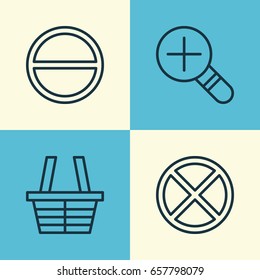 Internet Icons Set. Collection Of Increase Loup, Exit, Refuse And Other Elements. Also Includes Symbols Such As Trading, Zoom, Wrong.