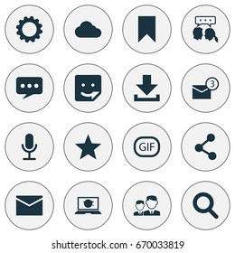 Internet Icons Set. Collection Of Letter, Overcast, Conversation And Other Elements. Also Includes Symbols Such As Mates, Publish, Pennant.