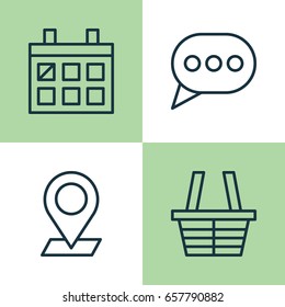 Internet Icons Set. Collection Of Message Bubble, Shop, Pinpoint And Other Elements. Also Includes Symbols Such As Shopping, Speech, Date.