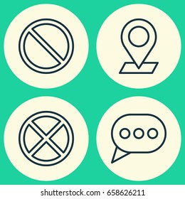 Internet Icons Set. Collection Of Message Bubble, Obstacle, Exit And Other Elements. Also Includes Symbols Such As Speech, Exit, Obstacle.