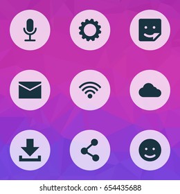 Internet Icons Set. Collection Of Overcast, Wireless Connection, Chat And Other Elements. Also Includes Symbols Such As Technology, Arrow, Chat.