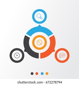 Internet Icons Set. Collection Of Research, Obstacle, Time And Other Elements. Also Includes Symbols Such As Block, Magnifying, Glass.