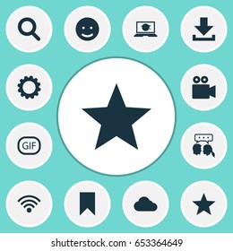 Internet Icons Set. Collection Of Smile, Flag, Camcorder And Other Elements. Also Includes Symbols Such As Clouded, Video, Overcast.