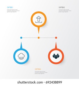 Internet Icons Set. Collection Of Upload, Team, Storage And Other Elements. Also Includes Symbols Such As Team, People, Virtual.