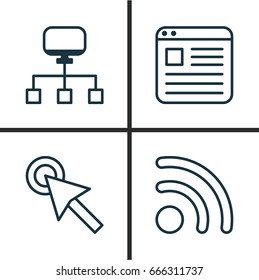 Internet Icons Set. Collection Of Website Page, Cursor Tap, Wifi And Other Elements. Also Includes Symbols Such As Tap, Window, Mouse.
