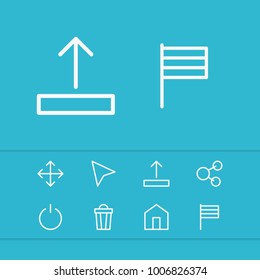 Internet icons set with cursor, house and flag elements. Set of internet icons and maximize concept. Editable vector elements for logo app UI design.