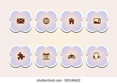 Internet Icons set, cute flower style 