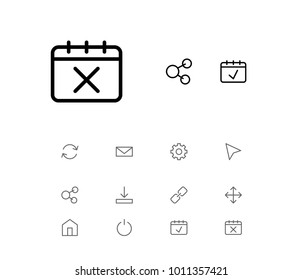 Internet icons set with download, turn off and gear elements. Set of internet icons and publish concept. Editable vector elements for logo app UI design.