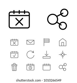 Internet icons set with flag, rotate and trash elements. Set of internet icons and letter concept. Editable vector elements for logo app UI design.