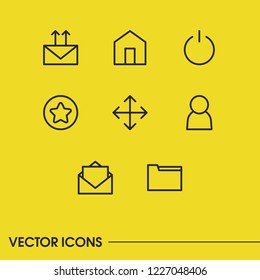 Internet icons set with letter, folder and navigate elements. Set of internet icons and member concept. Editable vector elements for logo app UI design.