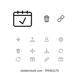 Internet icons set with link, user and trash elements. Set of internet icons and rotate concept. Editable vector elements for logo app UI design.