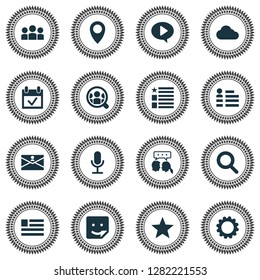 Internet icons set with location, microphone, play and other team elements. Isolated vector illustration internet icons.
