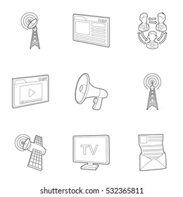 Internet icons set. Outline illustration of 9 internet vector icons for web