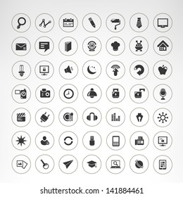 internet icons set, round web icons set