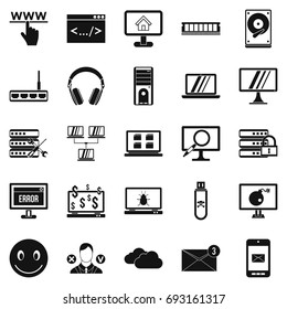 Internet icons set. Simple set of 25 internet vector icons for web isolated on white background