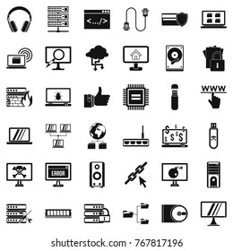 Internet icons set. Simple style of 36 internet vector icons for web isolated on white background