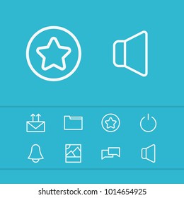 Internet icons set with star, message and turn off elements. Set of internet icons and chatting concept. Editable vector elements for logo app UI design.