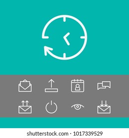 Internet icons set with upload, eye and clock elements. Set of internet icons and see concept. Editable vector elements for logo app UI design.