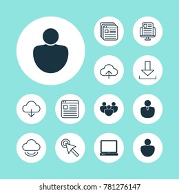Internet icons set with user, download, transfer and other transfer elements. Isolated vector illustration internet icons.