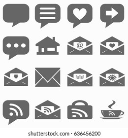 internet icons set - website buttons vector - message icon