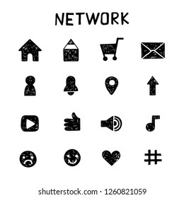 Internet icons sketch vector set. Social media background