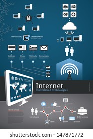 Internet icons and symbols for infographics and business