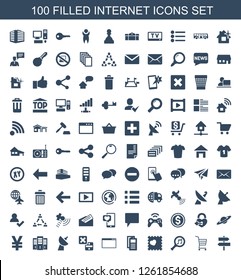 internet icons. Trendy 100 internet icons. Contain icons such as direction, shopping cart, serach music, photo with heart, news, browser window. internet icon for web and mobile.