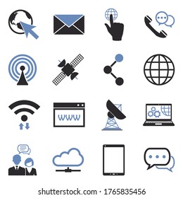 Internet Icons. Two Tone Flat Design. Vector Illustration.