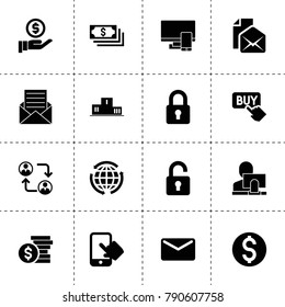 Internet icons. vector collection filled internet icons. includes symbols such as communication, money, mail, user and computer, phone. use for web, mobile and ui design.