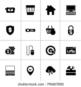 Internet icons. vector collection filled internet icons. includes symbols such as dollar cloud, work tool, trash bin, pc, laptop. use for web, mobile and ui design.